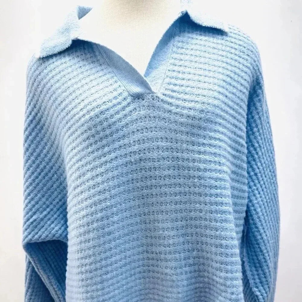 NWT SO GOODS FOR LIFE Juniors Long Sleeve Vneck Collar Pullover Blue Sweater XXL